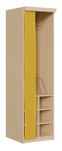 Schmaler Liegepolsterschrank mit Vorhang, für 6 - 12 Polster