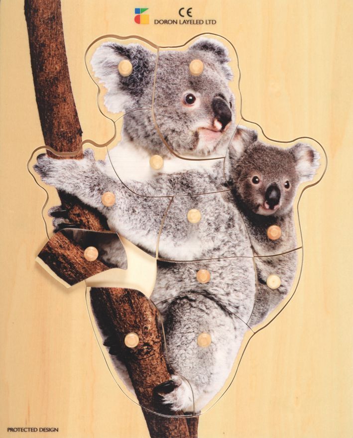 Holz-Puzzle realistisch, Koala mit Jungtier