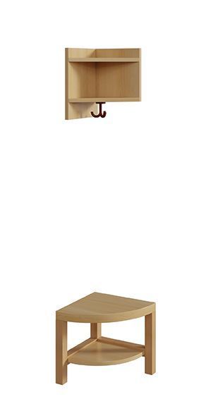 Außenecke komplett f.Garderobe mit Stütze, einfache Ablage/Box, li. angestellt
