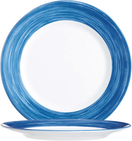 Teller flach 23,5 cm Hartglas Brush Blue Jean