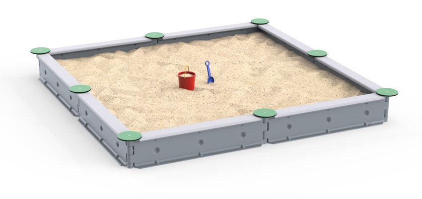 Ledon Basic Sandkasten PE 8 Teile Quadrat