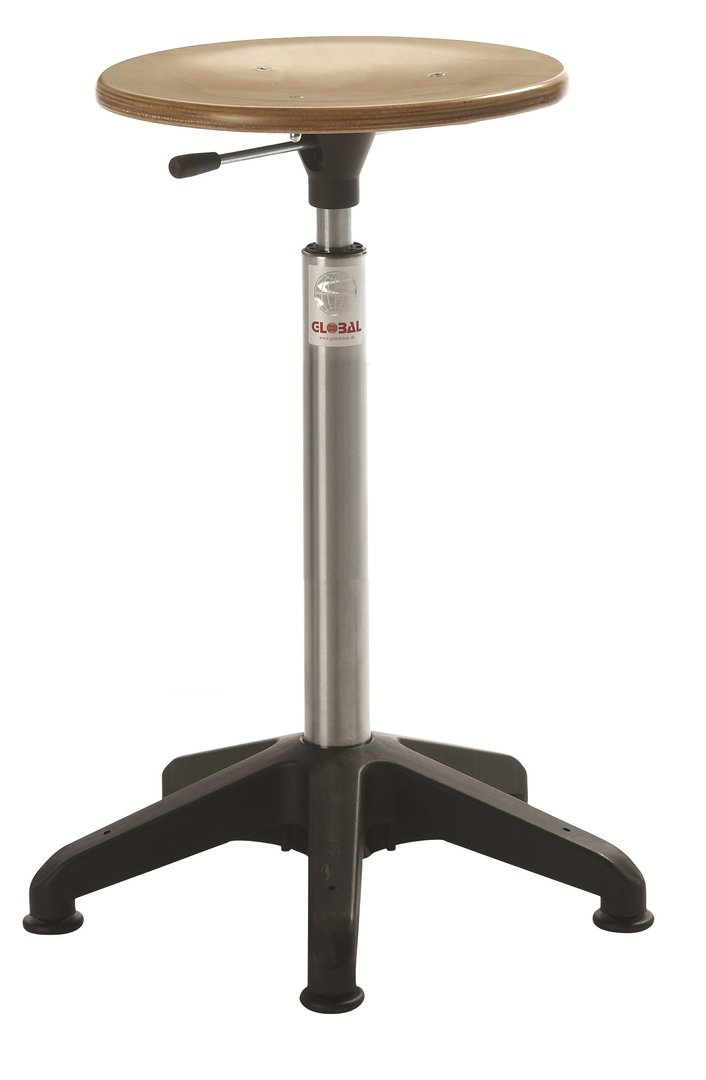 Hocker Jupiter mit Holzsitz, feststehend, 4 Sitzhöhen