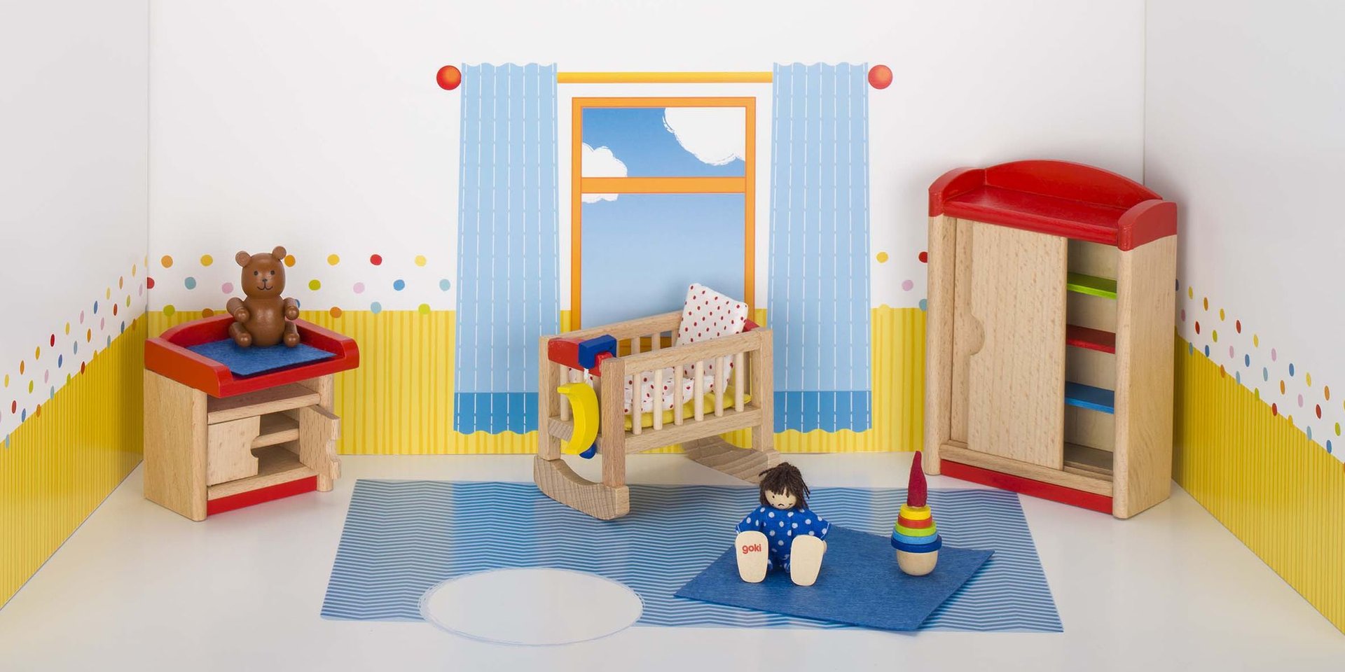 Goki Puppenhausmöbel Babyzimmer modern