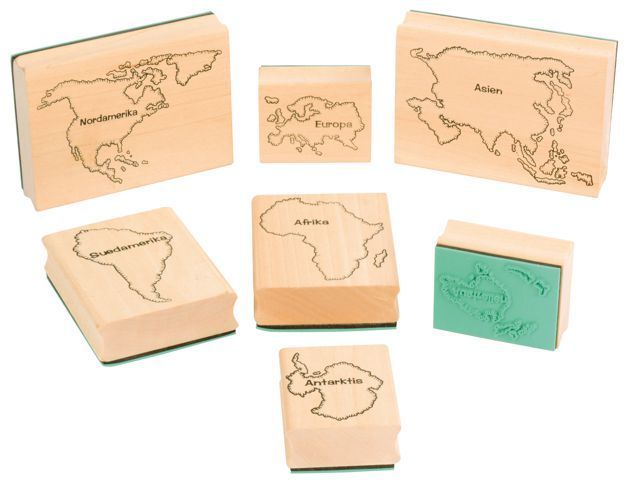 Stempel Weltkarte 7er Set