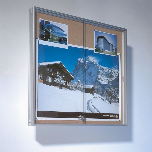 Aluvitrine, Korkrückwand, 3 Größen