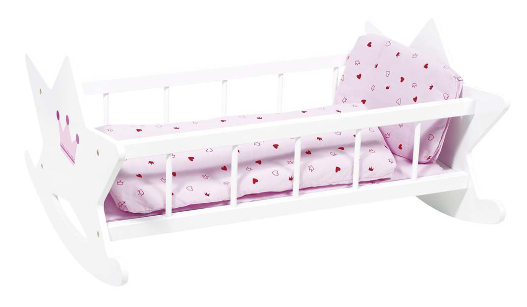 Puppenwiege weiß mit Bettzeug