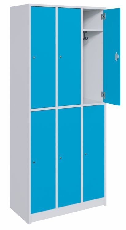 Spindschrank mit je 2 Einheiten, 3-reihig, Grau/Limonengras
