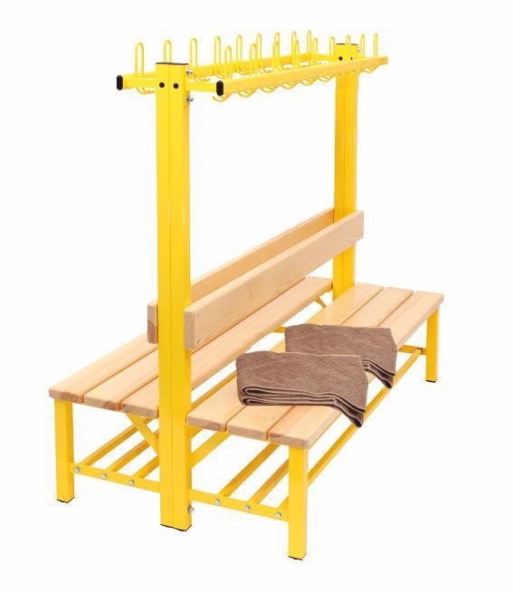Doppelseitige Sitzbank, Haken nach hinten, Höhe 165 cm
